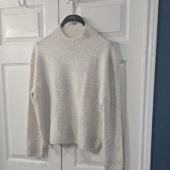 NWT Halogen Mock Neck Sequin Stripe Luxe Sweater XL - Picture 9 of 17